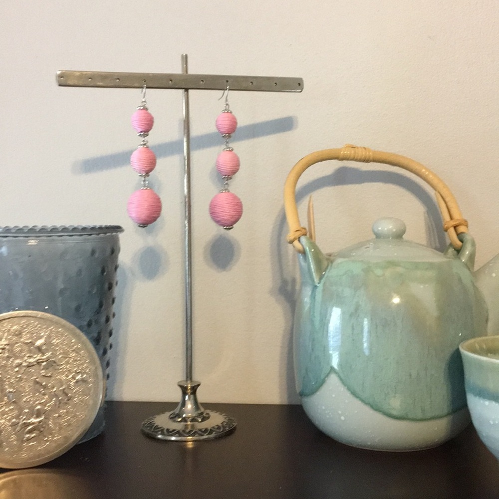 Three Drop Light Pink Earrings